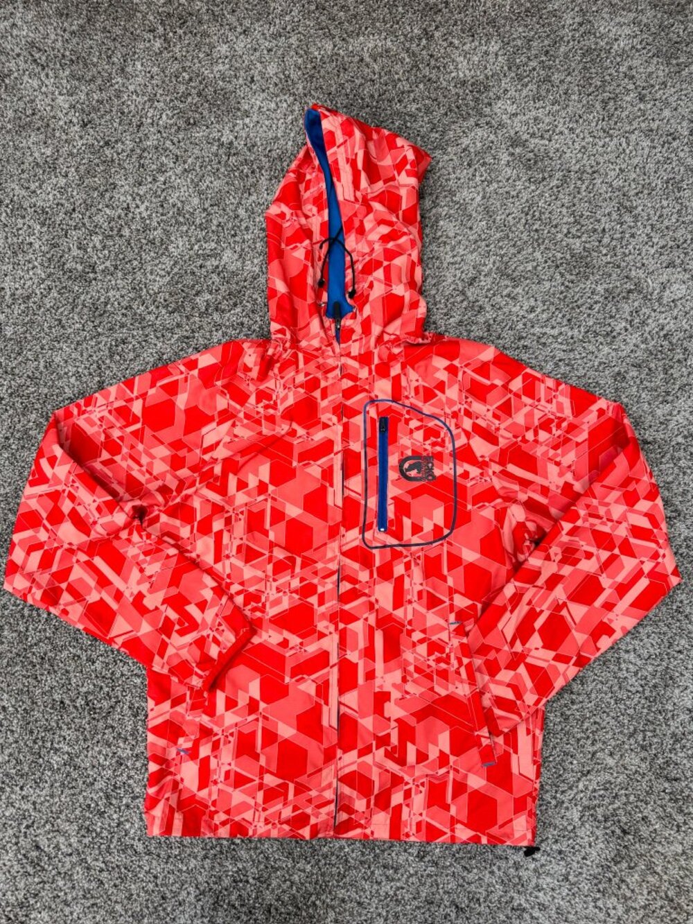 Ecko Function Hooded Windbreaker Jacket Men’s S Red Blue Ripstop Outdoor Coat